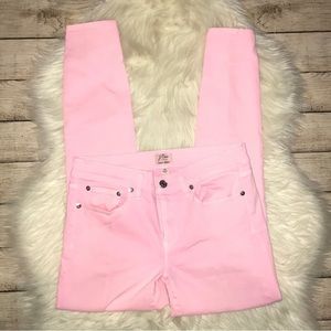 J. Crew 8" Toothpick Garmet Dyed Pink Jeans: D002